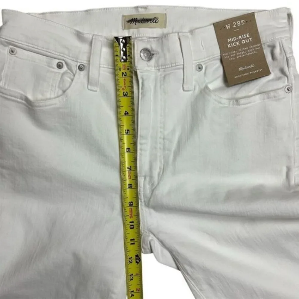 NWT Madewell Women's Tall Kick Out Crop Jeans Pure White Size 28 Mid-Rise Summer